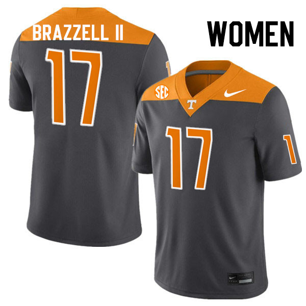 Women #17 Chris Brazzell II Tennessee Volunteers College Football Jerseys Stitched-Anthracite